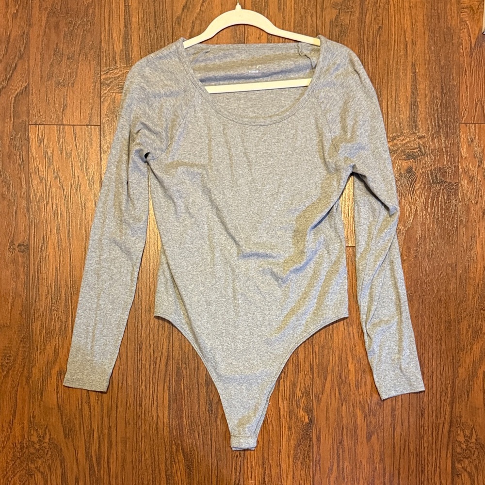 A New Day Gray Long Sleeve Bodysuit